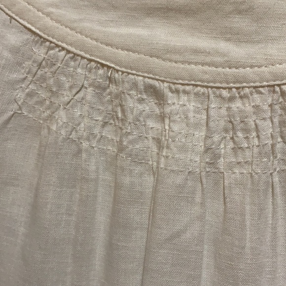 SANDRO A-LINE SMOCKED LINEN SZ XL TOP BUTTON BACK - Picture 4 of 7